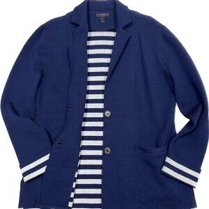 JCrew Knit Blazer Navy Blue Striped XS